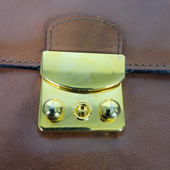 Vintage Leather Business Bag Briefcase Brown Attache Case Document Folder File - Picture 5 of 16